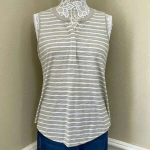 💛 cream and white striped tank top